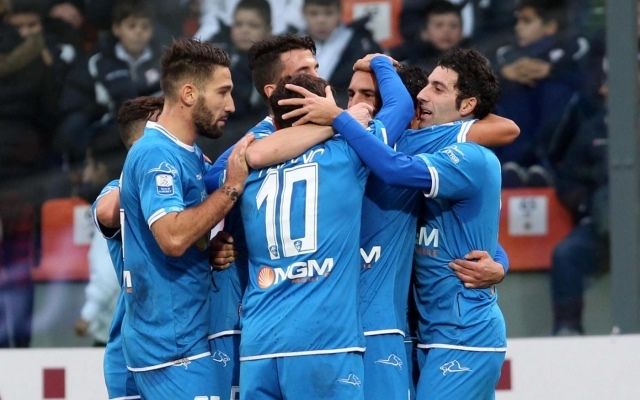 La gioia dell'Empoli dopo il vantaggio di Maccarone