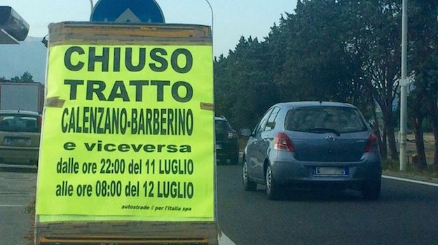 Chiusura del tratto in A1 tra Barberino e Calenzano