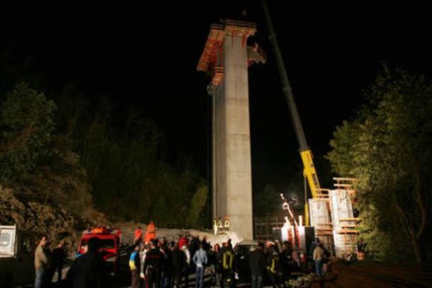 La piattaforma da dove caddero i 3 operai morti nel 2008