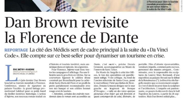 Uno degli articoli di Le Figaro su Firenze