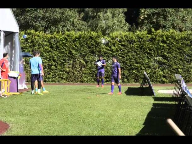 Un allenamento a Moena dove i viola resteranno fino a mercoledì