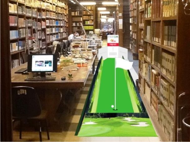 Simulazione della buca presso la Biblioteca Nazionale di Firenze