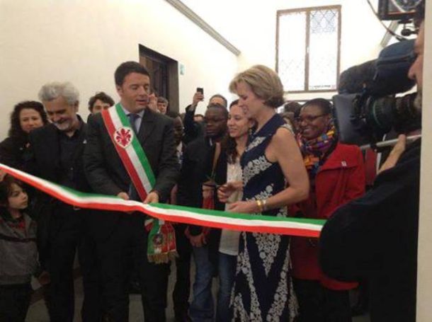 Il sindaco Matteo Renzi e Kerry Kennedy alle Murate di Firenze