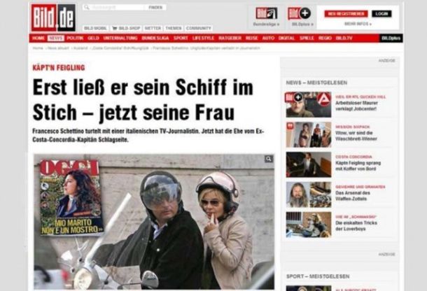 L'articolo della Bild che immortala Schettino