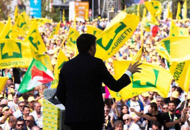 Il premier Matteo Renzi all'assemblea di Coldiretti