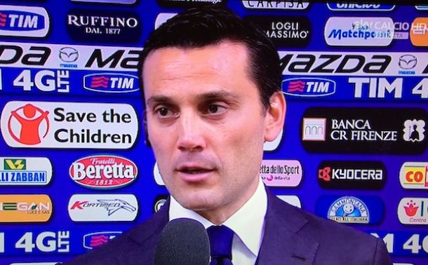 Vincenzo Montella sorridente per la vittoria a Bologna