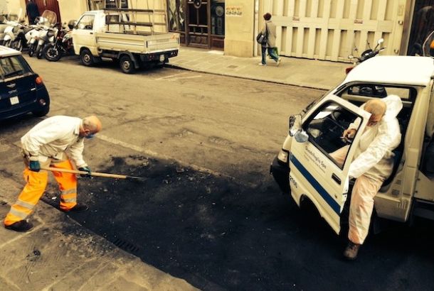 L'intervento della Quadrifoglio stamani in via Venezia