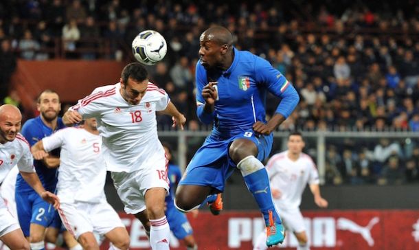 Il colpo di testa di Stefano Osaka che ha portato al gol dell'Italia