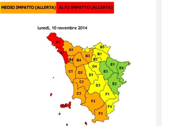 Allerta Meteo Toscana per 10 nov 14