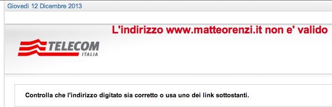 Ecco cosa appare digitando il sito di Renzi