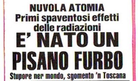 Uno dei titoli al veleno del giornale satirico livornese Il Vernacoliere