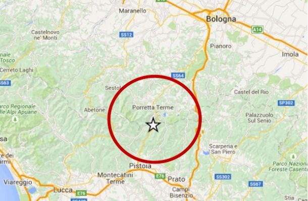 La zona dell'epicentro del terremoto
