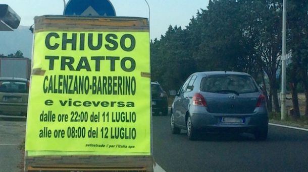 Chiusura del tratto in A1 tra Barberino e Calenzano