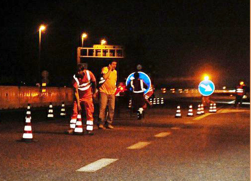 Lavori notturni in autostrada